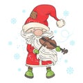 VIOLIN SANTA Merry Christmas Musician Vector Illustration Set