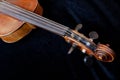 Violin scroll on black velvet background Royalty Free Stock Photo