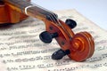 Violin Scroll With Miusic Sheet Royalty Free Stock Photo