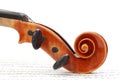 Violin Scroll on Sheet Music Royalty Free Stock Photo