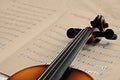 Violin on sepia music paper Royalty Free Stock Photo