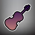 Violin sign illustration. Vector. Violet gradient icon with blac Royalty Free Stock Photo