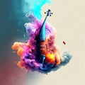 Violin in the smoke. 3D illustration. 3D high quality rendering. AI Generated
