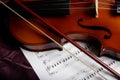 Violin on top of sheet music Royalty Free Stock Photo