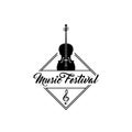 Violin, treble clef. Music festival logo emblem label. Musical instrument. Vector.