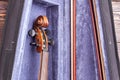 Violin in velvet case close up. Royalty Free Stock Photo