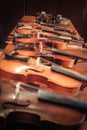 Violin in vintage style on wood background Royalty Free Stock Photo