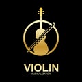 Violin Viola Fiddle Cello bass Contrabass music instrument silhouette logo design Royalty Free Stock Photo