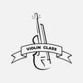 Violin Viola Fiddle Cello bass Contrabass music instrument silhouette logo design Royalty Free Stock Photo