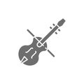 Violin, violoncello, cello, string musical instrument grey icon.
