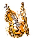 Violin in watercolor style.
