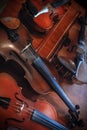 Violin in vintage style on wood background Royalty Free Stock Photo