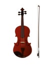 Violine with fiddelestick isolated, detailed realistic violine isolated, Royalty Free Stock Photo