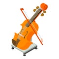 Violine icon isometric vector. Bowed musical instrument on electronic scale icon