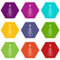 Violine icons set 9 vector