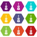 Violine icons set 9 vector Royalty Free Stock Photo