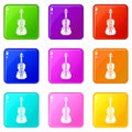 Violine icons set 9 color collection Royalty Free Stock Photo