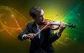 Violinist with colorful fabled concept