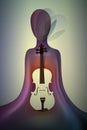 Violinist concept, music inside, musician and violin contemporary art, man and music surrealism shapes, abstract Royalty Free Stock Photo