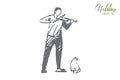 Violinist concept sketch. Isolated vector illustration