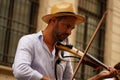 Rome, Italy - July 27, 2020: Italian violinist of a jazz street band