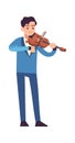 Violinist performance. Classic male musician with violin plays melody, stringed musical instrument, acoustic music show