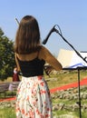 A violinist playing at an event