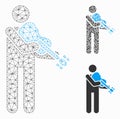Violinist Vector Mesh Carcass Model and Triangle Mosaic Icon