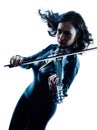 Violinist woman slihouette isolated