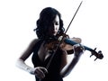 Violinist woman slihouette isolated Royalty Free Stock Photo
