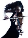 Violinist woman slihouette isolated Royalty Free Stock Photo
