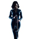 Violinist woman slihouette isolated Royalty Free Stock Photo