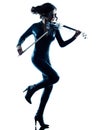 Violinist woman slihouette isolated Royalty Free Stock Photo