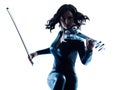 Violinist woman slihouette isolated Royalty Free Stock Photo