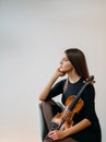 violinist woman studio portrait classic musician Royalty Free Stock Photo