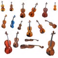Violins and a fiddlestick Royalty Free Stock Photo