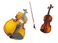 Violins and a fiddlestick Royalty Free Stock Photo