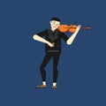 Violinst. Jazz or blues musician, the man plays a violin. Element for flyer, posters of festival jazz music, jazz band Royalty Free Stock Photo