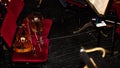 violns on chairs during interval Royalty Free Stock Photo