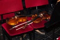 violns on chairs during interval Royalty Free Stock Photo
