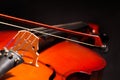 Violoncello with bow stick on black background Royalty Free Stock Photo