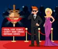 VIP Bodyguard and Elegant Woman Banner Template.