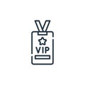 vip card vector icon isolated on white background. Outline, thin line vip card icon for website design and mobile, app development Royalty Free Stock Photo