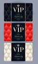 VIP cards with abstract quilted background.