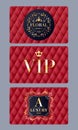 VIP cards with abstract red quilted background