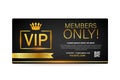 Vip club cards, Members Only Gold ribbon, label. Gold and luxury, membership icon, exclusive and priority. Vector stock