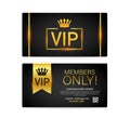 Vip club cards, Members Only Gold ribbon, label. Gold and luxury, membership icon, exclusive and priority. Vector stock