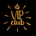 Vip club glitter logo lettering.