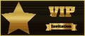 VIP club party premium invitation card flyer with star. Black and gold template.