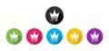 Vip crown icon. Exclusive card. Flat king logo. Simple symbols for royal emblem. Premium club icons. Color logos with shadow.